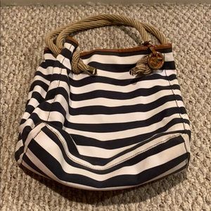 Michael Kors navy and white stripped handbag